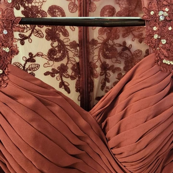 Azazie Raspberry Colored Ruched Embellished Gown - Picture 4 of 6